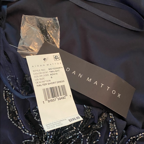 Aidan Mattox Navy Beaded Tulle Halter Dress NWT Size 6 - Picture 14 of 16
